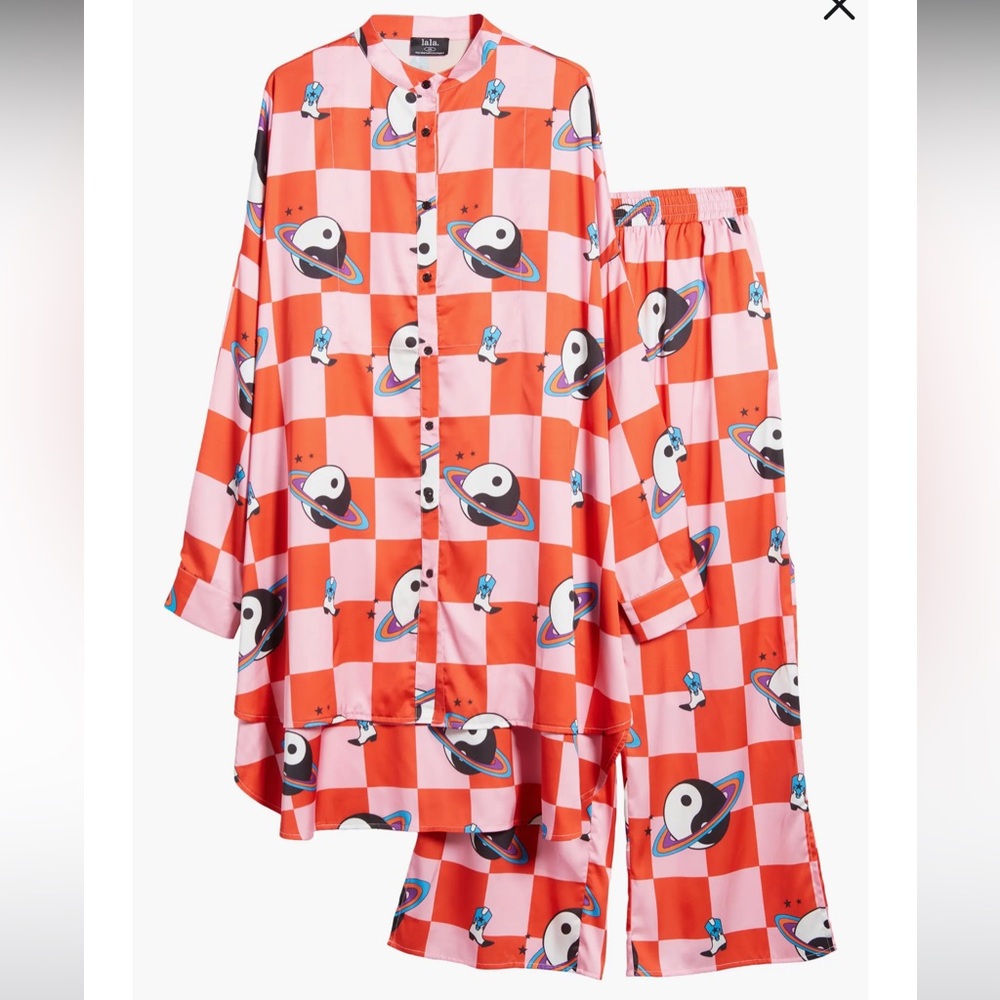 Dressed in LALA Cosmic Saturn Checkered Playsuit NWT